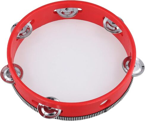 4 PCS 4" 6" 8" 10" Brown Wooden Tambourine, Musical Instrument Tambourine Set, Handheld Drum Bell Metal Jingles Single Row Percussion for Church, KTV, Party, Musical Class in Kuwait