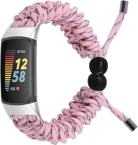 سوار Chofit قابل للتعديل متوافق مع Fitbit Charge 5، حزام سوار من النايلون المظلي الناعم القابل للتمدد وأساور معصم قابلة للتعديل وإكسسوارات بديلة لـ Fitbit Charge 5 للنساء in Saudi Arabia