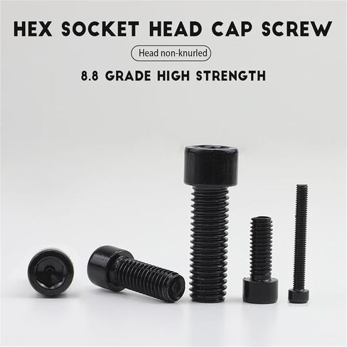 Grade 8.8 Black Hex Socket Cap Screw Set - 2-30pcs M3 M4 M5 M6 M8 M10 Socket Cap Screws for Furniture Mounting (10mm, M6 5pcs) in Kuwait