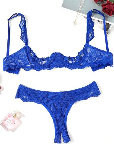 Avidlove Womensed Lingerie Sexy Lace Lingerie مجموعة صدرية المرأة و Panty 2 قطعة مجموعات Royal Blue XXL in Saudi Arabia