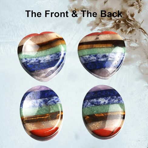 Thumb Worry Stones for Anxiety, 2PCS 7 Chakra Crystals and Healing Stones, Oval Heart Meditation Chakra Stones Healing Crystals, Natural Reiki Relax Palm Stone Stress Relief Gifts for Women Men in Kuwait