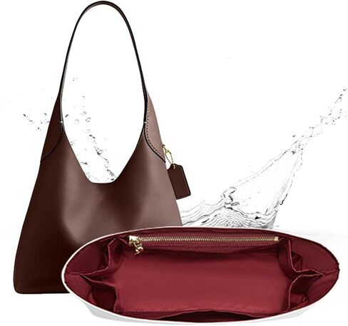 Purse Organizer Insert Compatible with Coach Brooklyn Shoulder Bag 28,Upgraded Lightweight Water-Resistant Dupontpaper Bag inner Shaper for Luxury Hobo Bags(White-Wine Red) in Kuwait