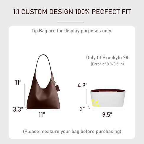Purse Organizer Insert Compatible with Coach Brooklyn Shoulder Bag 28,Upgraded Lightweight Water-Resistant Dupontpaper Bag inner Shaper for Luxury Hobo Bags(White-Wine Red) in Kuwait