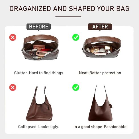 Purse Organizer Insert Compatible with Coach Brooklyn Shoulder Bag 28,Upgraded Lightweight Water-Resistant Dupontpaper Bag inner Shaper for Luxury Hobo Bags(White-Wine Red) in Kuwait