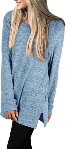 Xieerduo Womens Disual Sweatshirts قمصان طويلة الأكمام كبيرة الحجم مع قمم تونك جيب S-3XL in Saudi Arabia