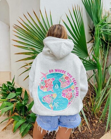 Cute Hoodies Teen Girls Y2k Preppy Floral Graphic Sweatshirt Women Embroidered Oversized Hooded Sweater Streetwear in Saudi Arabia