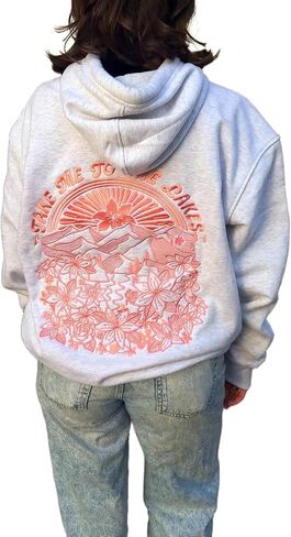 Cute Hoodies Teen Girls Y2k Preppy Floral Graphic Sweatshirt Women Embroidered Oversized Hooded Sweater Streetwear in Saudi Arabia