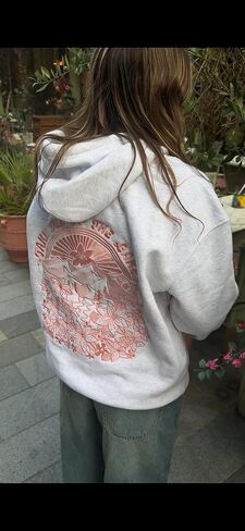 Cute Hoodies Teen Girls Y2k Preppy Floral Graphic Sweatshirt Women Embroidered Oversized Hooded Sweater Streetwear in Saudi Arabia