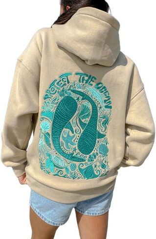 Cute Hoodies Teen Girls Y2k Preppy Floral Graphic Sweatshirt Women Embroidered Oversized Hooded Sweater Streetwear in Saudi Arabia