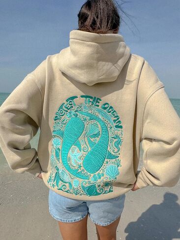 Cute Hoodies Teen Girls Y2k Preppy Floral Graphic Sweatshirt Women Embroidered Oversized Hooded Sweater Streetwear in Saudi Arabia