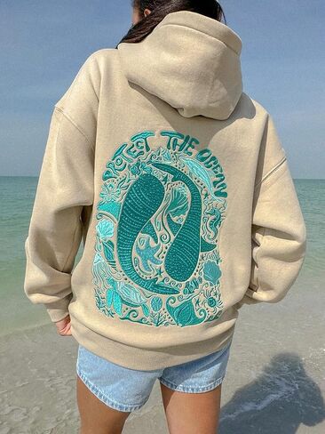 Cute Hoodies Teen Girls Y2k Preppy Floral Graphic Sweatshirt Women Embroidered Oversized Hooded Sweater Streetwear in Saudi Arabia