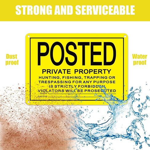 Tandefio 100 Pcs No Trespassing Sign Bulk Metal Private Property Reflective Aluminum Weatherproof Posted Sign No Hunting Fishing Trapping Warn Sign Indoor Outdoor Yard Home Use(Yellow,10 x 7 Inch) in Saudi Arabia