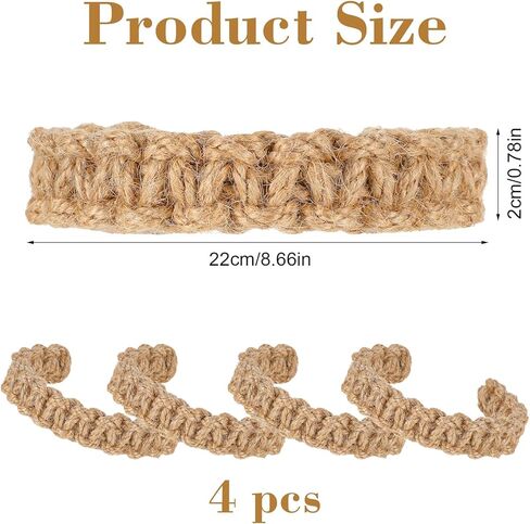 4 Pack Boho Braided Curtain Tiebacks, Farmhouse Rustic Curtain Tie Backs Handmade Light Weight Drapes Holdbacks Flexible Burlap Rope Tie for Home Office Outdoor Bedroom Decorative in Kuwait