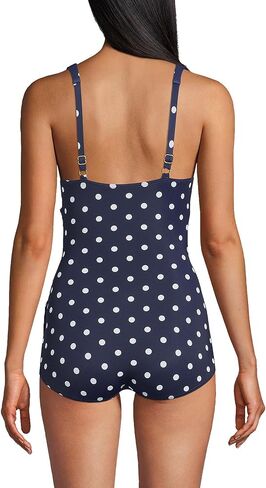 Lands' End Womens Slender Suit V-Neck Tunic One Piece Swimsuit Electric Blue/Navy Ombre D-Cup 14 in Kuwait