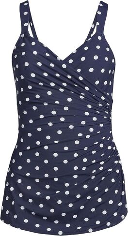 Lands' End Womens Slender Suit V-Neck Tunic One Piece Swimsuit Electric Blue/Navy Ombre D-Cup 14 in Kuwait