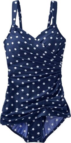 Lands' End Womens Slender Suit V-Neck Tunic One Piece Swimsuit Electric Blue/Navy Ombre D-Cup 14 in Kuwait