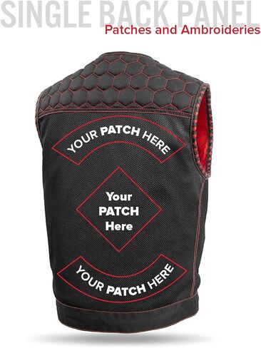 First Mfg Co Hornet Men's Motorcycle Premium Vest, Beehive Stitch, Rolled Collar, Conceal Carry Pocket, Honeycomb Quilted Top in Saudi Arabia