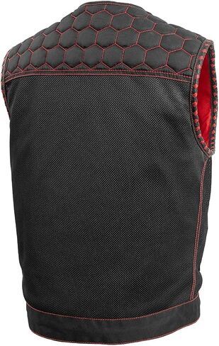 First Mfg Co Hornet Men's Motorcycle Premium Vest, Beehive Stitch, Rolled Collar, Conceal Carry Pocket, Honeycomb Quilted Top in Saudi Arabia