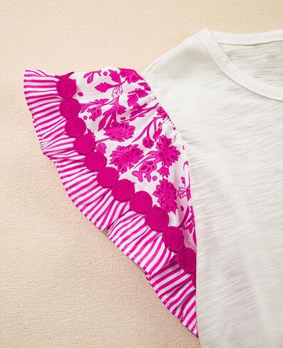 Selink Womens Summer Summer Summer Sleeve Top Crewneck T قمصان الزهور بلوزات غير رسمية in Kuwait