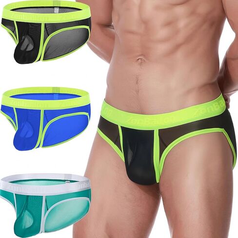 YINYOUYU Men's Dual Pouch Briefs Underwear Ice Silk See Through Ultra-Thin Seamless Panties in Saudi Arabia