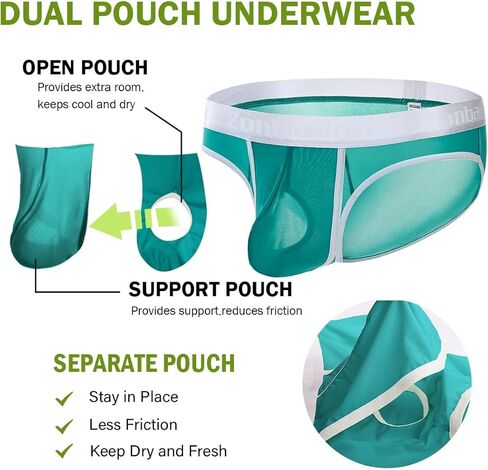 YINYOUYU Men's Dual Pouch Briefs Underwear Ice Silk See Through Ultra-Thin Seamless Panties in Kuwait