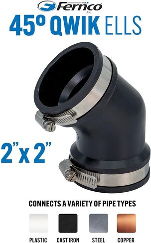 Fernco Qwik Ell 2 in. Hub 45-Degree Flexible PVC Elbow Fitting Connector for DWV in Saudi Arabia