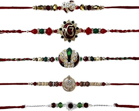 Sikh Punjabi Rakhi For Brother I Set of 5 Raksha Bandhan Bracelets Gift for Brother / Siblings - Ek Onkar Punjab, Veera & Multi Color Hand Made Rakhi Set in Saudi Arabia