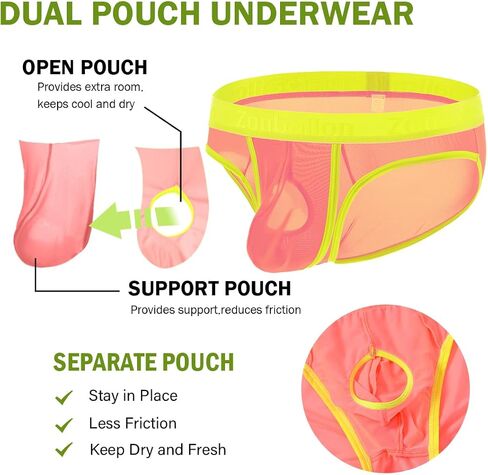 YINYOUYU Men's Dual Pouch Briefs Underwear Ice Silk See Through Ultra-Thin Seamless Panties in Saudi Arabia