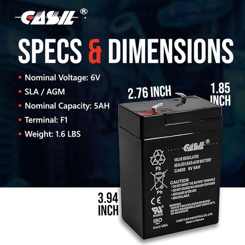 بطارية بديلة Casil 6V 4.5AH CA645 بطارية بديلة AGM SLA قابلة للشحن مع محطة F1، عبوتان in Saudi Arabia