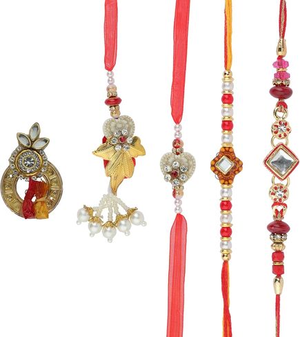 مجموعة من 4 Rakhi للأخ و Bhabhi Rakhi Lumba سوار الخيط ل Bhai Bhaiya Veera Raksha Bandhan Rakhi مجموعة أساور Dora مع حزمة هدايا لأخ الأخ الشقيقة الهندية المهرجان التقليدي in Saudi Arabia
