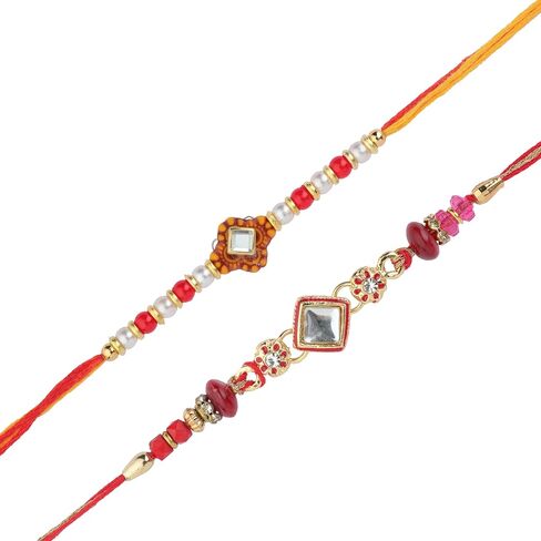 مجموعة من 4 Rakhi للأخ و Bhabhi Rakhi Lumba سوار الخيط ل Bhai Bhaiya Veera Raksha Bandhan Rakhi مجموعة أساور Dora مع حزمة هدايا لأخ الأخ الشقيقة الهندية المهرجان التقليدي in Saudi Arabia