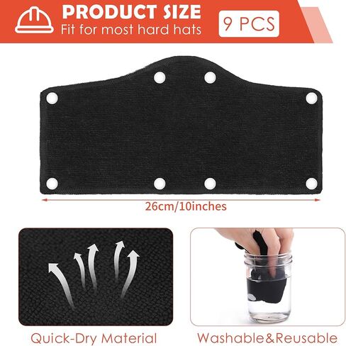 مجموعة من 9 قطع من عصابة الرأس ذات القبعة الصلبة السوداء من Ruisita من قطن تيري مع ملحقات قبعة صلبة قابلة للغسل وبطانة (9، أسود) in Kuwait