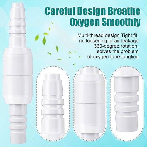 Geiserairailie 10 حزمة موصل دوارة أنابيب الأكسجين ، موصل قنية خرطوم 360 درجة تجنب تشابك الأنبوب ، دليل تسرب ضمان تدفق سلس للأكسجين ، ملحقات مركزة الأكسجين المنزلية in Kuwait