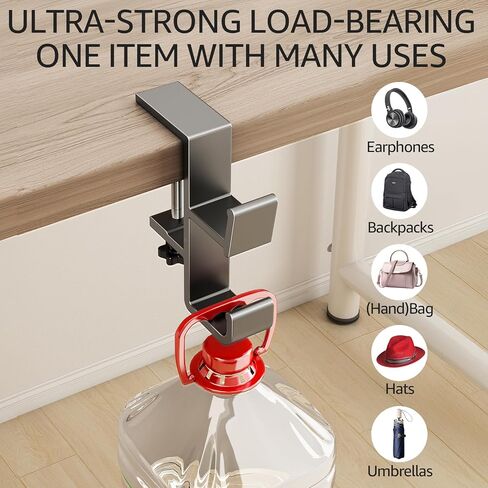 2 PCS Desk Bag Hook, Purse Hook for Table, Aluminum Under Desk Handbag Hanger, Desk Mount Backpack Holder, Umbrellas,Headphone Holder in Saudi Arabia