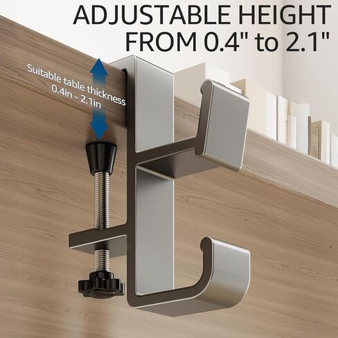 2 PCS Desk Bag Hook, Purse Hook for Table, Aluminum Under Desk Handbag Hanger, Desk Mount Backpack Holder, Umbrellas,Headphone Holder in Saudi Arabia