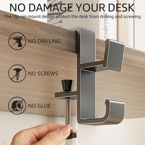 2 PCS Desk Bag Hook, Purse Hook for Table, Aluminum Under Desk Handbag Hanger, Desk Mount Backpack Holder, Umbrellas,Headphone Holder in Saudi Arabia