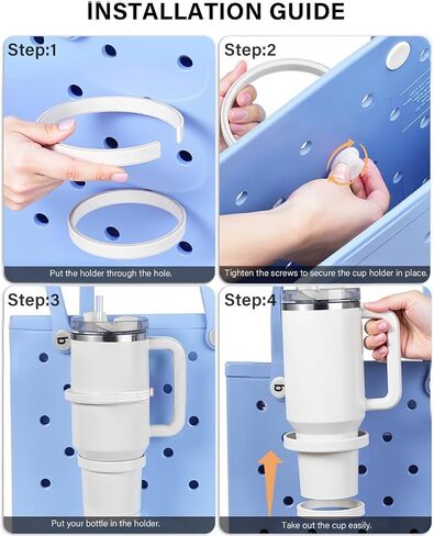 Letgo Cup Holder for Bogg Bag - متوافق مع Stanley 30oz/40oz Tumblers ، إكسسوارات Bogg Bag Insert Hook Carabiner keychain charms (New White) in Kuwait
