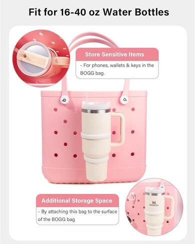 Letgo Cup Holder for Bogg Bag - متوافق مع Stanley 30oz/40oz Tumblers ، إكسسوارات Bogg Bag Insert Hook Carabiner keychain charms (New White) in Kuwait