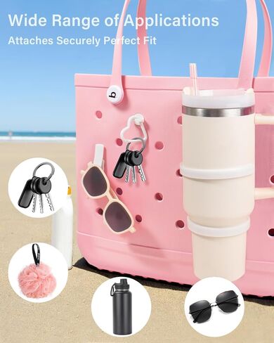 Letgo Cup Holder for Bogg Bag - متوافق مع Stanley 30oz/40oz Tumblers ، إكسسوارات Bogg Bag Insert Hook Carabiner keychain charms (New White) in Kuwait