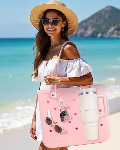 Letgo Cup Holder for Bogg Bag - متوافق مع Stanley 30oz/40oz Tumblers ، إكسسوارات Bogg Bag Insert Hook Carabiner keychain charms (New White) in Kuwait