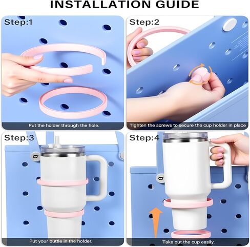 LETGO Cup Holder for Bogg Bag – Compatible with Stanley 30oz/40oz Tumblers, Bogg Bag Accessories Insert Hook Carabiner Keychain Holder Charms (New White) in Kuwait