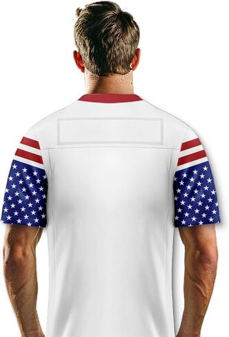 Men's 4th of July USA Flag Football Jerseys for Independence Day Red White Blue Shirts American Patriotic Jersey in Saudi Arabia