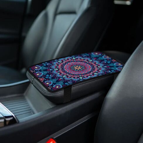 1pc Center Console Armrest Cover Pad 12.6x7.5 inch Flower Neoprene Car Armrest Cushion Waterproof Armrests Seat Box Cover Protector for Universal Cars Vehicles SUVs in Saudi Arabia