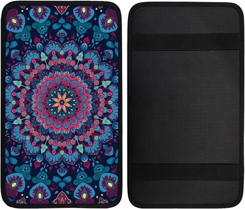 1pc Center Console Armrest Cover Pad 12.6x7.5 inch Flower Neoprene Car Armrest Cushion Waterproof Armrests Seat Box Cover Protector for Universal Cars Vehicles SUVs in Saudi Arabia