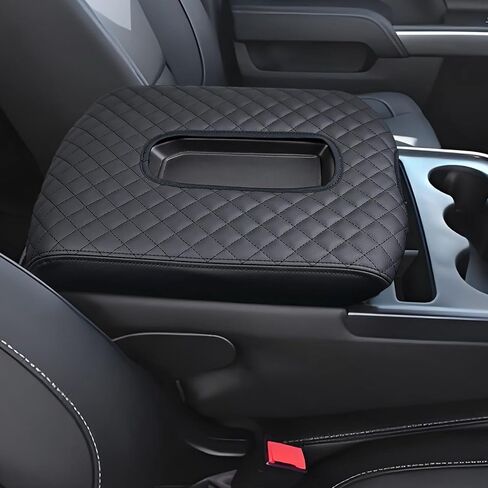 Center Console Cover Compatible with 2014-2018 Chevy Silverado/GMC Sierra Jump Seat Accessories, Middle Console Armrest Lid Leather Protective Cover(ONLY for Jump Seat Console) in Kuwait