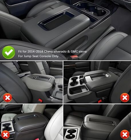 Center Console Cover Compatible with 2014-2018 Chevy Silverado/GMC Sierra Jump Seat Accessories, Middle Console Armrest Lid Leather Protective Cover(ONLY for Jump Seat Console) in Kuwait