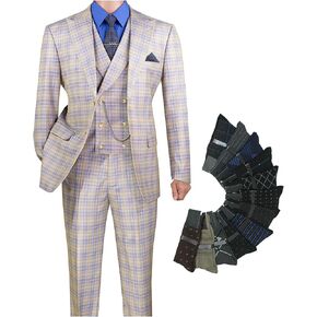 Men's 3-Piece Windowpane Suit (Modern Fit, Stretch Fabric) in Saudi Arabia