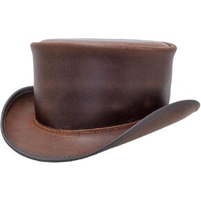 American Hat Makers Marlow Leather Top Hat — Stylish & Shapeable Wide Brim Hat in Kuwait