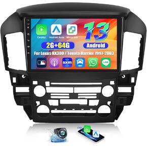 CAMECHO 2+64G Android 13 Car Stereo for Lexus RX300 / Toyota Harrier 1997-2003, Wireless CarPlay & Android Auto Car Radio, 9" Touch Screen in-Dash GPS with Bluetooth HiFi WiFi FM/RDS SWC Mirror Link in Kuwait