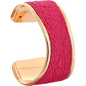 Raffia Colorful Chunky Cuff Bracelet For Women Statement Irregular Wave Vacation Tropical Beachy Spring Summer Wide Open Bangle Handmade Boho Costume Jewelry Accessories in Saudi Arabia